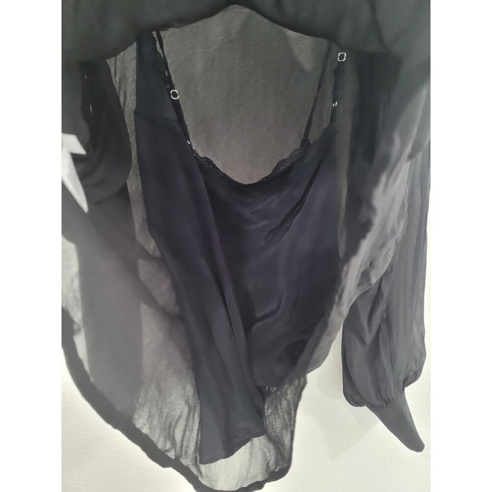 3 for $20! Women’s medium blouse black J. Crew Factory Sheer Blouse OFFERS OPEN - Picture 5 of 5
